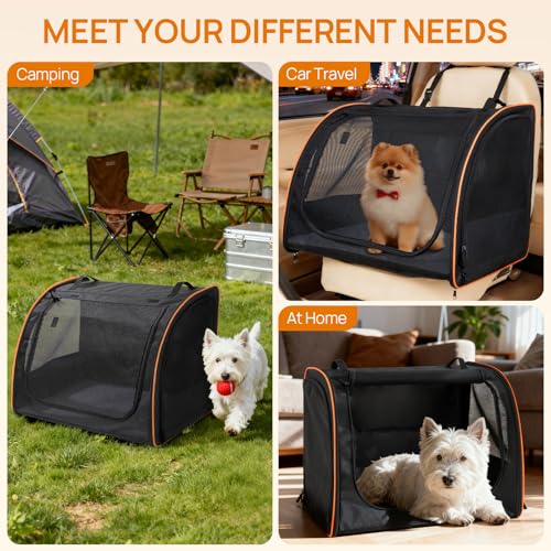 UNICITII Dog Car Seat, Enclosed Carrier for Pets Travel Safety Dog Crate Soft-Sided Covered Car Kennel Carrier for Backsea...