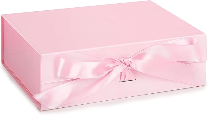 JOHOUSE Pink Gift Box, 10.5" x 7.5" x 3.1" Gift Boxes For Presents With Lids and Magnetic Closure Collapsible for Mother's...