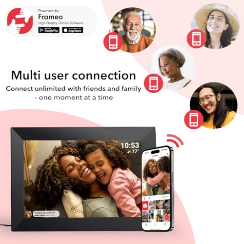 FRAMEO 10.1 inch 32GB Digital Picture Frame, IPS LCD Touch Screen, Auto-Rotate Easy Setup to Share Photos & Videos via Fra...