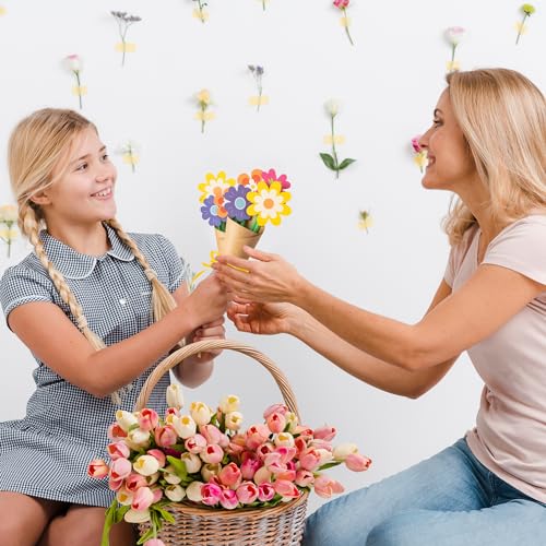 BeYumi Flower Bouquet Craft Kit - 24Pcs Mother's Day Flower Bouquet Craft for Kids Make Your Own Bunch of Flowers Teacher ...