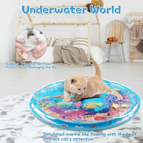 Thickened Water Mat for Cats,Big Pet Water Bed Washable Inflatable,Summer Pets Cooling Water Sensory Play Pad,Pet Playmat ...
