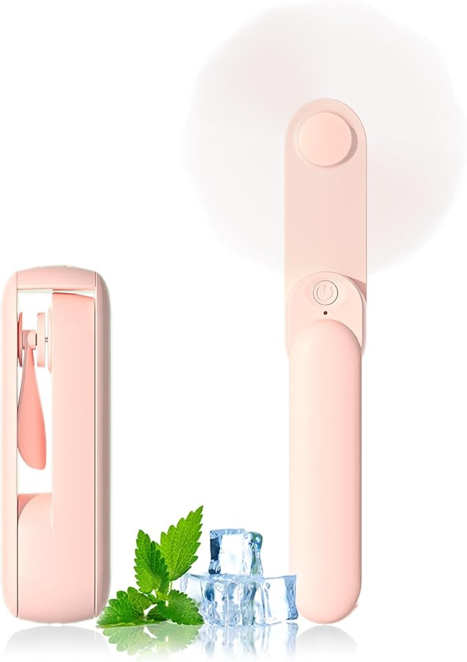 Lerat Portable Handheld Fan, 2 IN 1 Mini Hand Fan, Battery Operated [8-15 Working Hours], USB Rechargeable Personal Foldab...