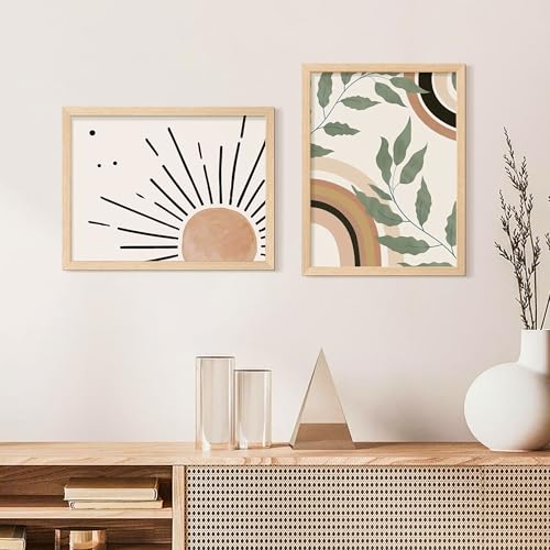upsimples 12x16 Frame, Natural Solid Wood Picture Frames, Display 8.5x11 with Mat or 12 x 16 Without, Vertical & Horizonta...