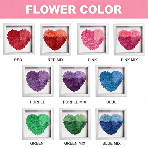 Custom Flower Shadow Box for Mom with Kids Names & Holding Hands, LED Light, Personalized for Mom Grandma from Daughter So...