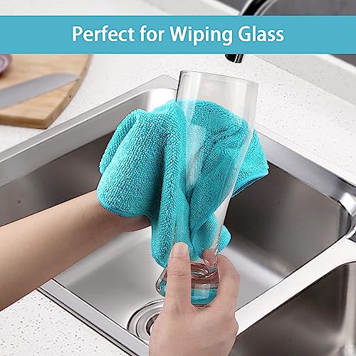 HOMEXCEL Microfiber Cleaning Cloth, 8 Pack Cleaning Rags, Cleaning Towels with 4 Color Assorted, 11.5"X11.5"(Green/Blue/Ye...