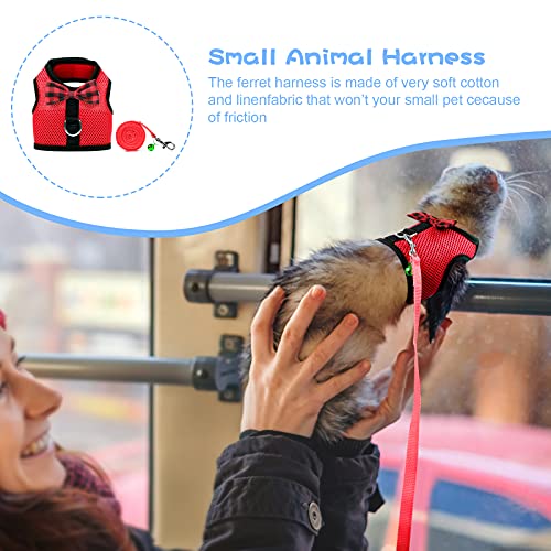 Rypet Small Animal Harness and Leash - Soft Mesh Pet Harness with Safe Bell, No Pull Comfort Padded Vest for Small Pet Red