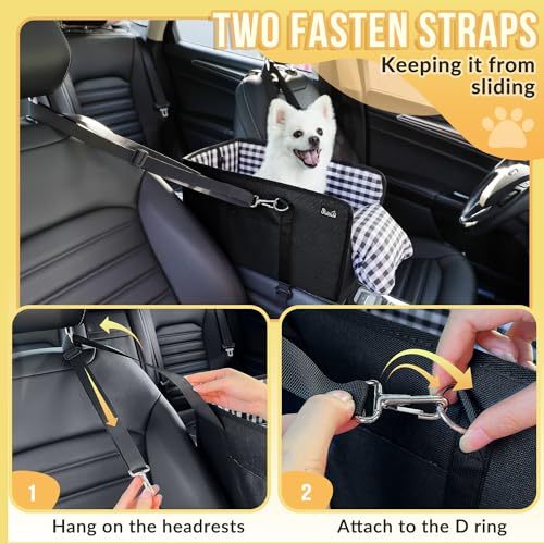 SlowTon Console Dog Car Seat - Portable Dogs Armrest Booster Seat for Small Dog, Anti-Collapse Pet Car Seat with Soft Cush...