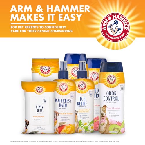 Arm & Hammer Dog Grooming Wipes, Deodorizing Dog Cleaning Wipes with Coconut Water, Gentle for Dogs and Puppies, Paraben a...