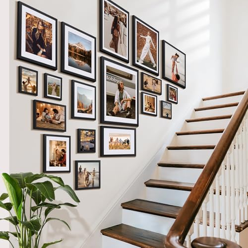 HappyHapi 4x6 Picture Frames Set of 10, Tabletop or Wall Display Pictures 3.5x5 with Mat or 4x6 Without, Multi Photo Frame...