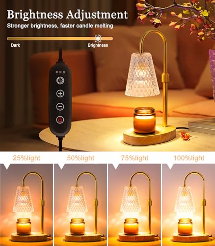 Candle Warmer Lamp Electric Timer - Candles Wax Warmers Glass Lamps for Jar Candles Burner No Flame Scented Melting Warmin...