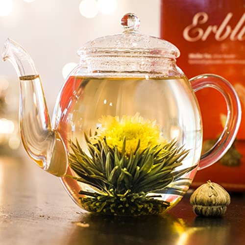 Creano Blooming Tea - Flowering Ball Gift Set in Stylish Wooden Box - 12 Pieces, White Tea