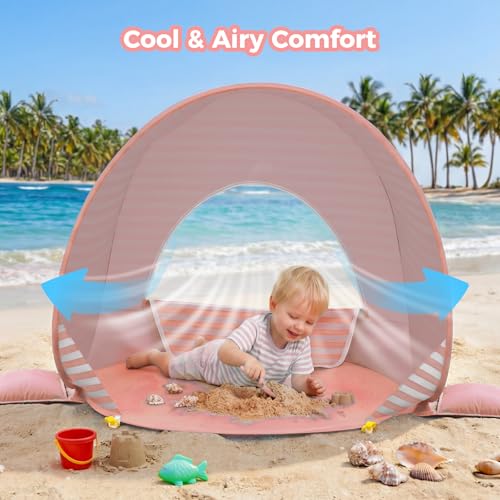 Gorich Pop Up Baby Beach Tent with UPF50+ UV Protection, Portable Toddler Sun Shelter with Mesh Ventilation, Lightweight &...