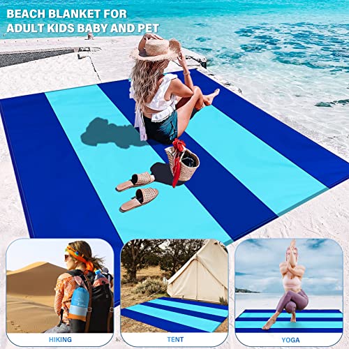 Famstar Beach Blanket Oversized Extra Large 78" X 81",Waterproof Sandproof Beach Blanket 1-7 Adults Lightweight Durable fo...