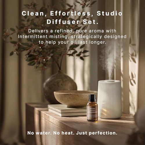 Homedics Waterless Essential Oil Diffuser with 15ml Vanilla Cedarwood Fragrance Oil. SereneScent Cordless Cold Air Scent D...