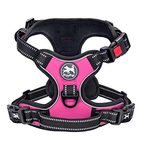 PoyPet No Pull Dog Harness, No Choke Front Lead Dog Reflective Harness, Adjustable Soft Padded Pet Vest with Easy Control ...