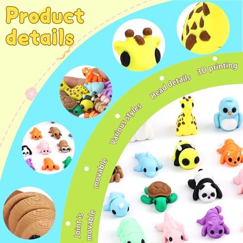 50 pcs Animal Figurines, 3D Printed Animal Figurines Set, Articulated, Party Favors, Pocket Fidget Toys Bulk, Goodie Bag S...