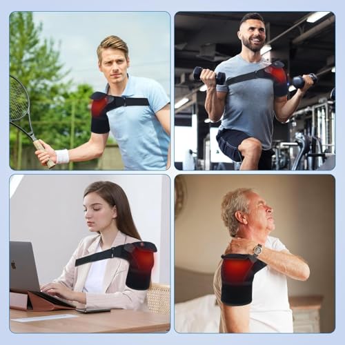 Telepepe Cordless Shoulder Heating Pad, Heated Shoulder Brace for Rotator Cuff Frozen, 3 Heat Levels, 3000mAh Rechargeable...