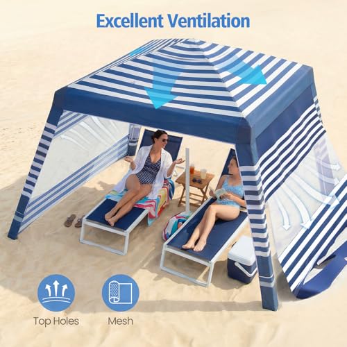NORTHSKY Beach Cabana 8×8FT, Beach Canopy with 2 Pcs Side Wall,Beach Tent Sun Shelter,Easy Setup UPF 50+ Sun Shelter with ...