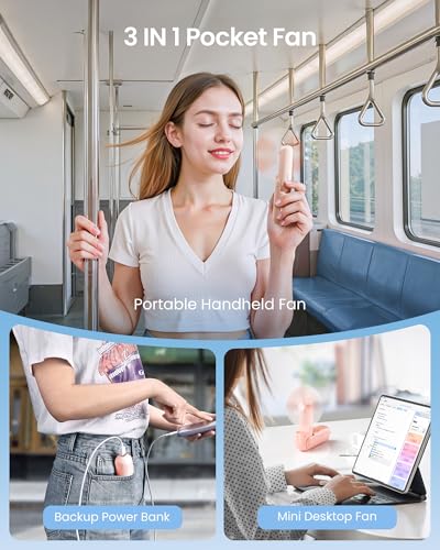 Gaiatop Portable Handheld Fan, 3 in 1 Mini Fan Handheld [17h Max Cooling], Foldable Personal Fans Pocket Design, USB Trave...