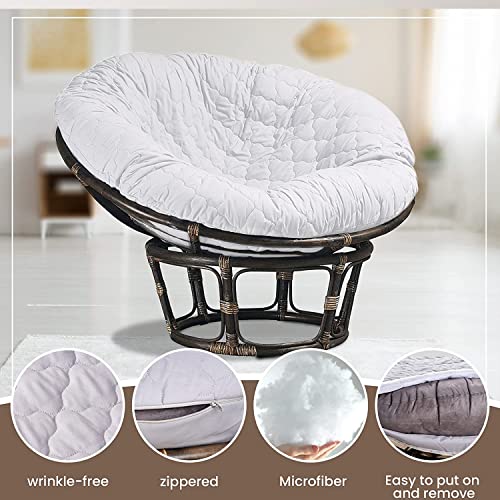 Hudson Comfort Papasan Cushion Cover - Quilted Shape, Soft Microfiber Fabric, Zippered Papasan Cushion Cover Only (White, ...