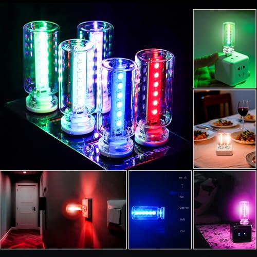 2PCS 13 in 1 USB Car Light, Plug in USB Interior Car Lights, Touch Control Mini Glass Bottle Night Lamp with 13 Modes & 7 ...