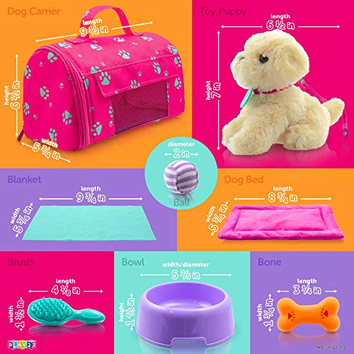 Play22 Plush Puppy Doll Set for Kids 9 PCS - Baby Doll Accessories - Doll Puppy Set - 4 Year Old Girl Birthday Gifts, Litt...