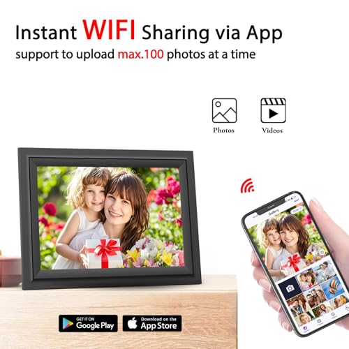 SAMMIX Digital Picture Frame 10.1 Inch WiFi Digital Photo Frame Electronic, IPS Touch Screen, 16GB, Tabletop&Wall-Mounted,...