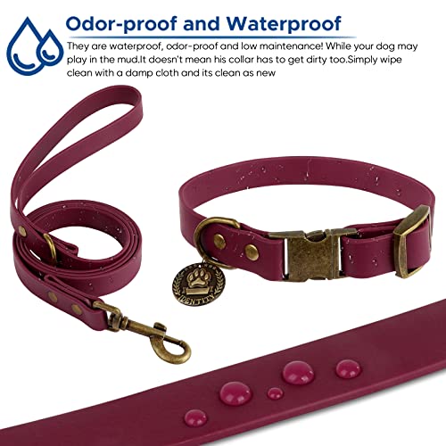 Wisedog Waterproof Dog Collar and Leash Set, Adjustable Puppy Collar with Cute Tag 5FT Dog Leash with Poop Bag for Small M...