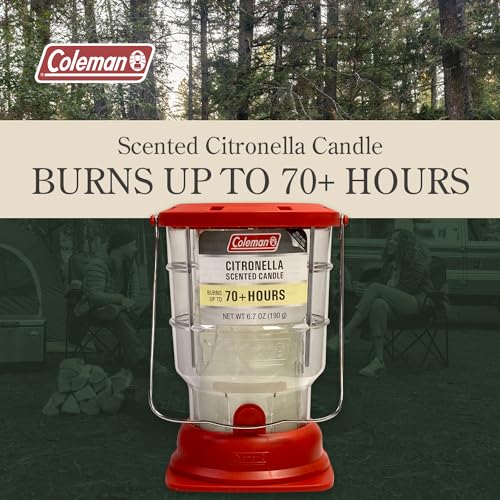 Coleman 70+ Hour Citronella Candle Outdoor Lantern, Classic Design with Easy Carry and Hang Handle, Extended Burn Time for...