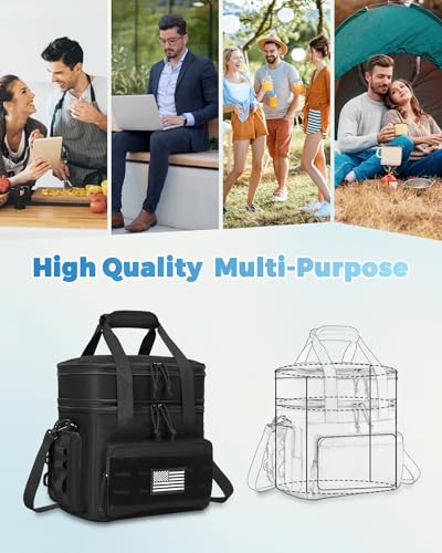 holuxer Tactical Lunch Bag & Lunch Box for Men - Large Double Deck Expandable Insulated Soft Adult Lunchbox for Work - Coo...