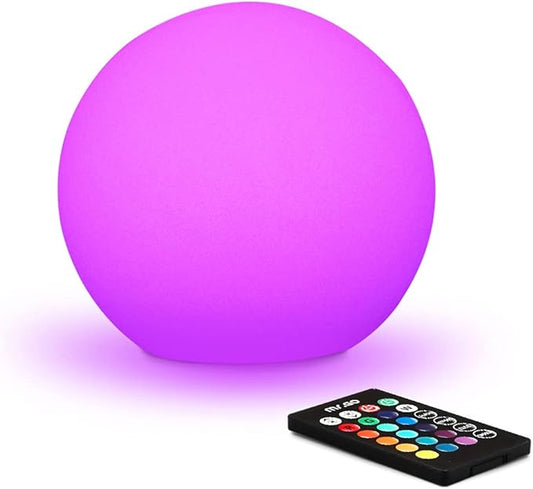 Mr.Go 6-inch RGB Color-Changing LED Globe Orb Light w/Remote, Mood Lamp Kids Night Light, 16 Dimmable Colors & 4 Modes, Ba...