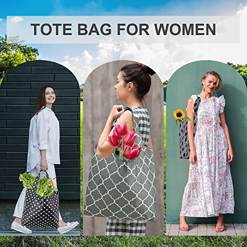 BeeGreen Grocery Bags | Reusable Gift Bags, Large Tote for Women & Foldable Beach Bag - 6 Pack Reusable Bag With Handles |...