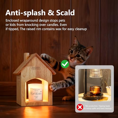 Peppry Candle Warmer Lamp with Timer, Wooden Electric Warming Light for Jar Candles, Dimmable Farmhouse Rustic Warmers Lam...
