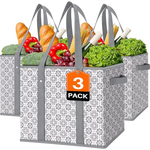 WISELIFE Reusable Grocery Bags [3 Pack],Large Grocery Tote Bag Water Resistant Shopping Bags Foldable Grocery Bag for Clot...
