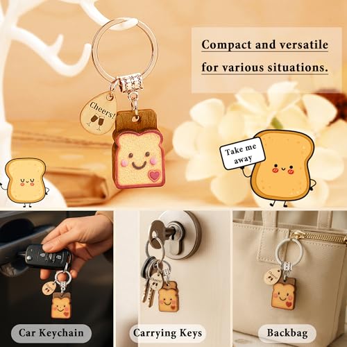PEALICIOUS Cute Toast Keychain for Girls, New Beginnings Gifts for Best Friend as Next Chapter Stuff, Cute Love Engagement...