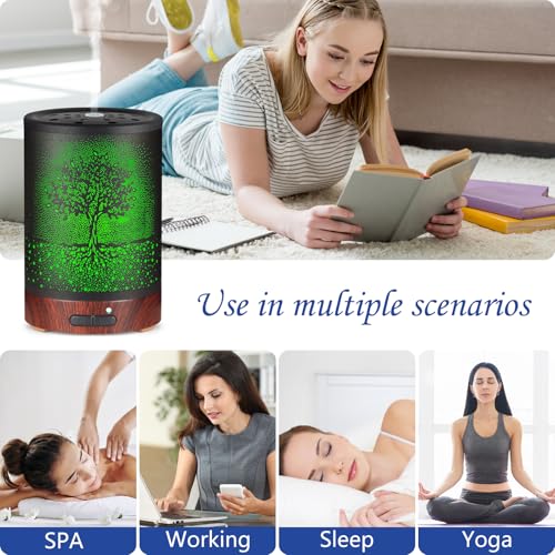 Essential Oil Diffuser- Aromatherapy Diffuser with7 Colors Light and Auto-Off for Women Metal Cool Mist Humidifier for Hom...
