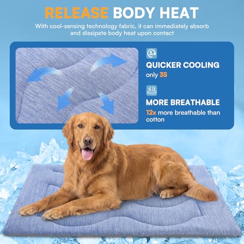 Queenmore Large Dog Cooling Mat for Dog, Portable Flat Pet Bed for Dogs and Cats, Non-Slip Summer Pet Sleeping Mat, Machin...