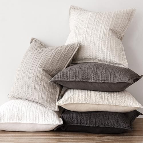 Foindtower Set of 2 Decorative Cotton Waffle Weave Throw Pillow Covers Euro Shams Cushion Covers Accent European Pillowcas...