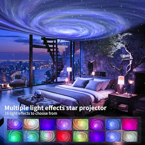 ENOKIK Galaxy Projector, Star Aurora Projector Built-in Bluetooth Speaker, Night Light for Kids Adults, White Noise Light ...