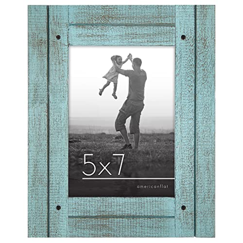 Americanflat 5x7 Picture Frame with Polished, Crystal Clear Glass - Hampton Collection - Distressed Wood Picture Frames fo...
