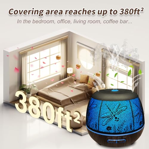Roonbo Diffusers for Essential Oils Large Room 400ml,Essential Oil Diffuser for Home with R/C,Cool Mist Humidifiers for Be...