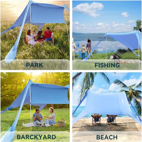 FBSPORT Beach Tent Sun Shelter, Portable Beach Shade Canopy UPF50+ with Sandbags for Outdoor Family Camping, Fishing, Back...