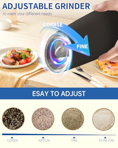 CIRCLE JOY Gravity Electric Salt and Pepper Grinder Set Automatic Salt and Pepper Grinder Set with LED Light, Battery Oper...