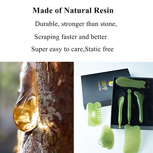 YUYONGTANG 7 Pieces Gua Sha Scraping Massage Tool,Natural Resin GuaSha Tool Massage Tools Set for Face Back and Neck Relea...