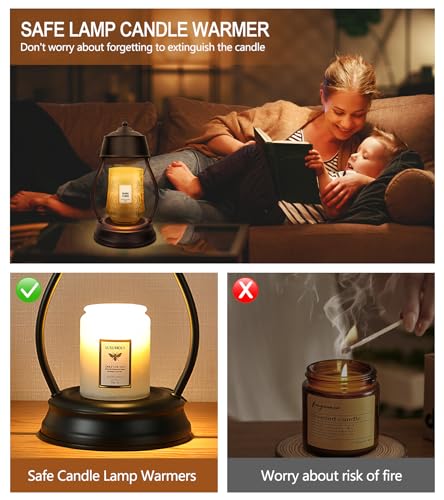 Candle Warmer Lamp, Dimmable Candle Warmer Lantern with Timer, Mothers Day Gifts for Women Mom, Office Home Decor, House W...