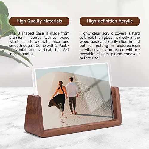 Komimaci 4x6 picture frames, Solid Rustic Wooden Photo Frames with Walnut Wood Base and High Definition Acrylic Glass Cove...