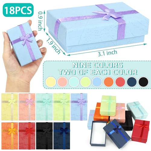 PRALB 18PCS Assorted Jewelry Gifts Boxes, Cardboard Ring Boxes With Padding Gifts Paper Boxes Jewelry Storage Cube Satin R...