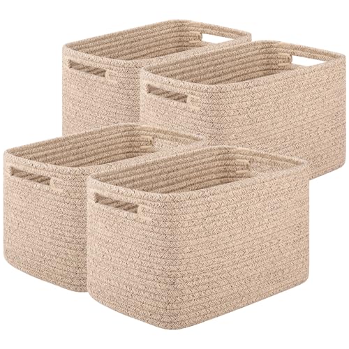 OIASKET Storage Baskets for Organizing, Woven Decorative Baskets for Shelves - Books, Towels, and Clothes, Cotton Rope Toy...