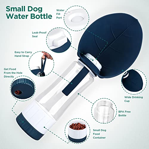 Uppetly Dog Water Bottle, Portable Pet Water Bottle with Food Container and Drinking Feeder, Leak Proof, BPA-Free, Foldabl...