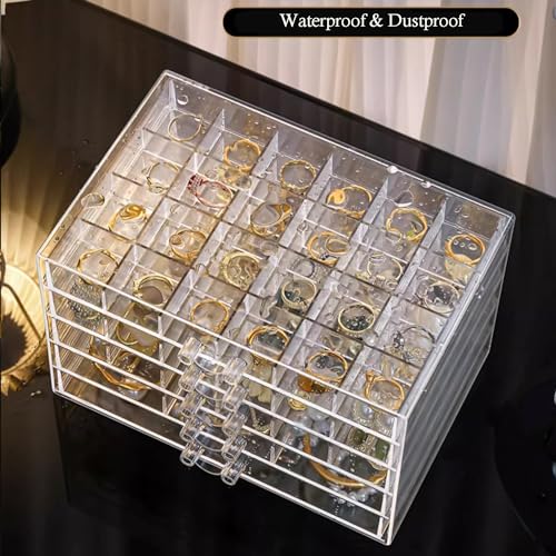 SPAKOWN Earring Organizer, Acrylic Jewelry Holder Organizer with 5 Drawers Stackable Earring Storage Case Jewelry Boxes fo...